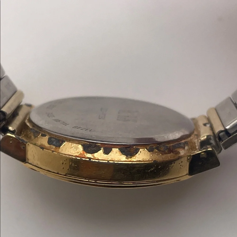 Bill Blass Gold Quartz Watch with White Dial